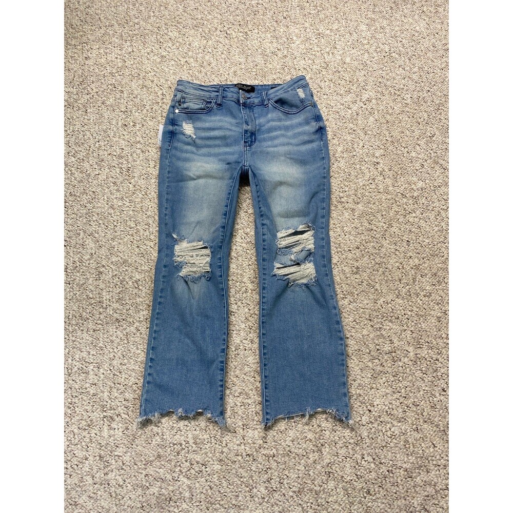 Judy Blue Distressed Blue Ankle Jeans